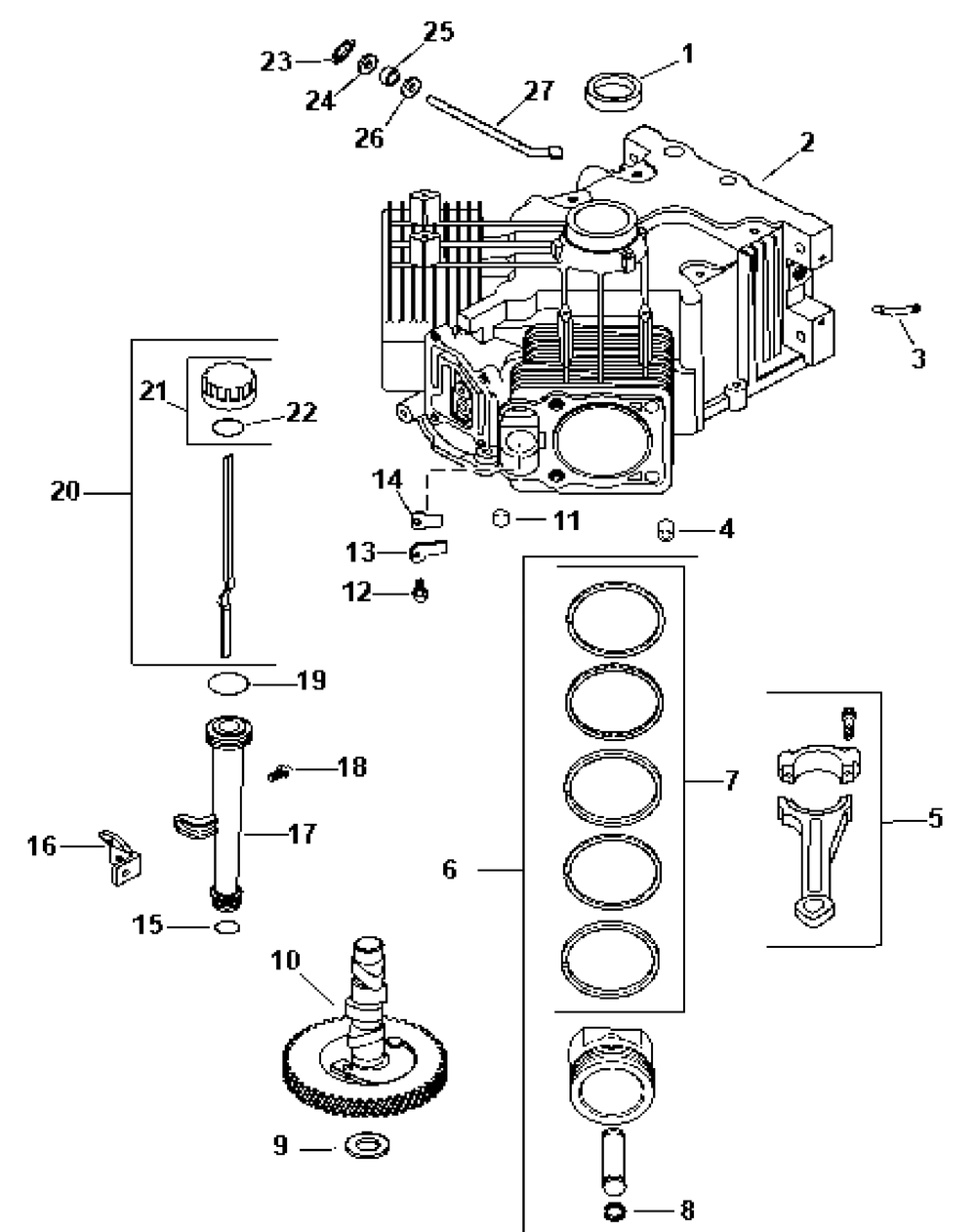 Crankcase Diagram and Parts List for Z-FORCE44 17AH3AGL-17AH3AGL709-17AH3AGL710 Cub Cadet Lawn Tractor